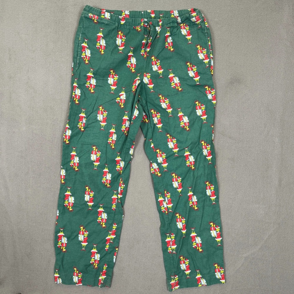 Hanna Andersson Pajama Pants Men M Green The Grinch Holiday Christmas Sleepwear